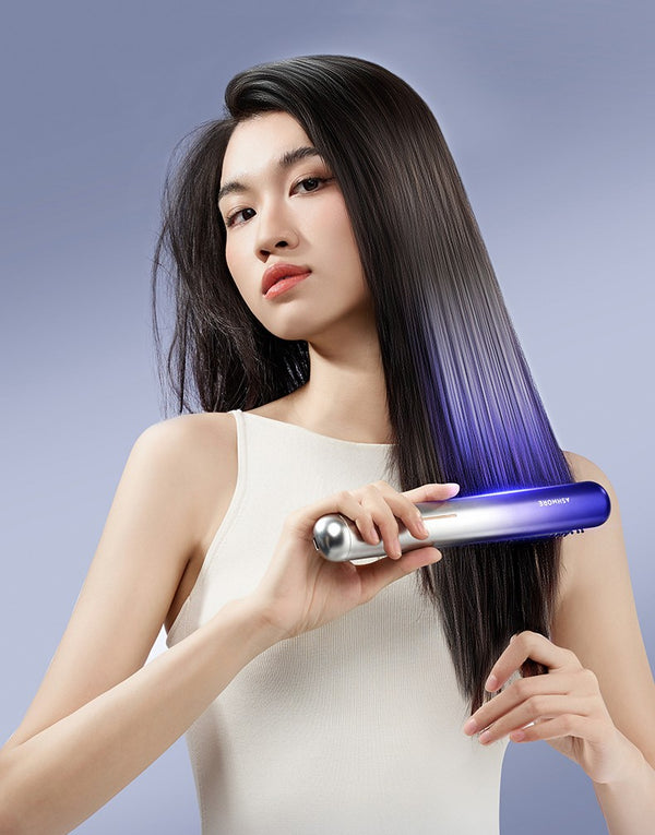 Effortless Elegance: ASHMORE's Platinum Ionic Hair Straightening Brush for Silky Smooth Tresses