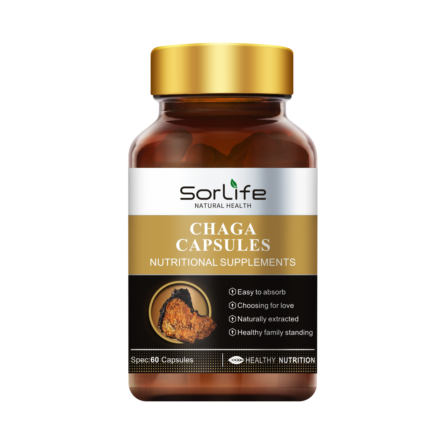 SorLife Chaga Mushroom Capsules for Natural Aging Support