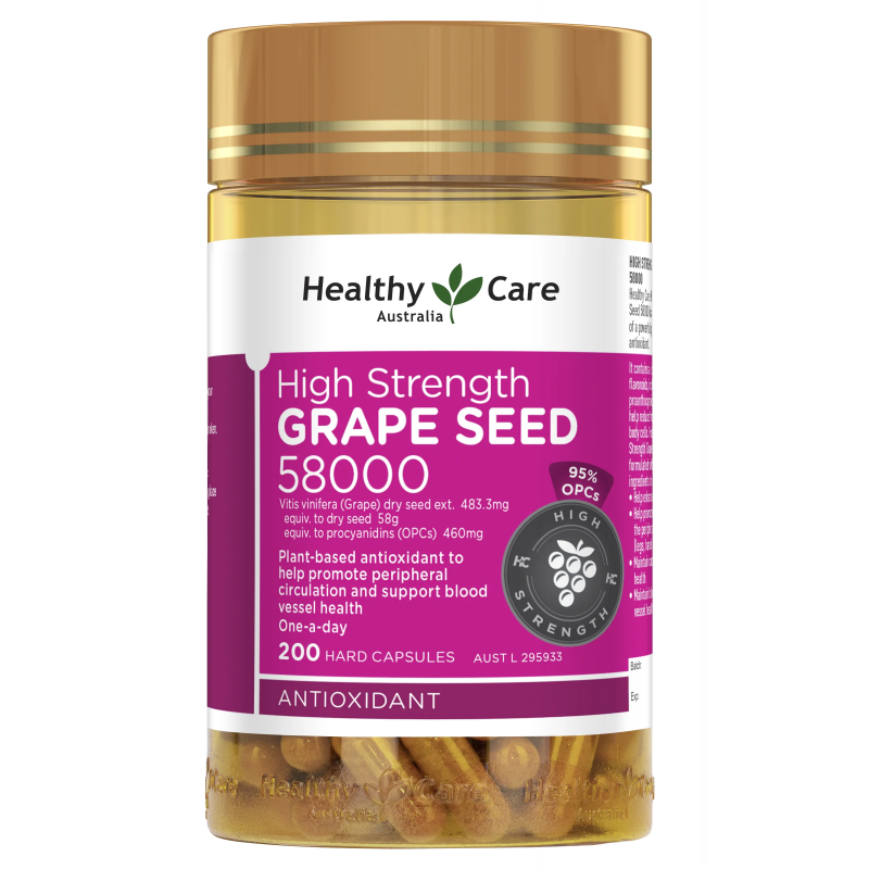 Healthy Care High Strength Grape Seed 58000 - 200 Capsules